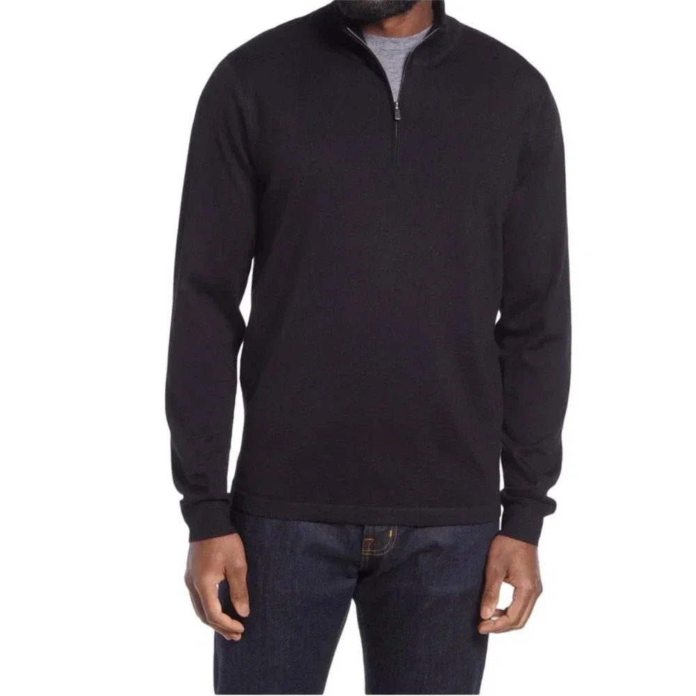 NEW Nordstrom Men’s Size Medium Black Coolmax Quarter Zip Pullover v6x